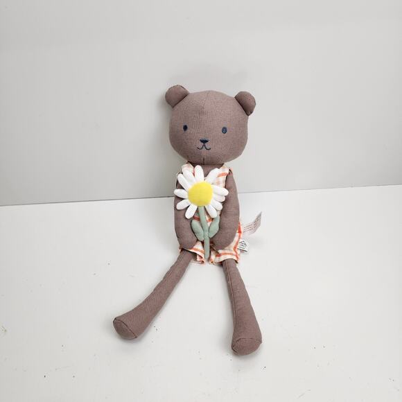 Target Hearth & Hand with Magnolia Plush Bear Holding Daisy Flower NEW in Box - Picture 1 of 4